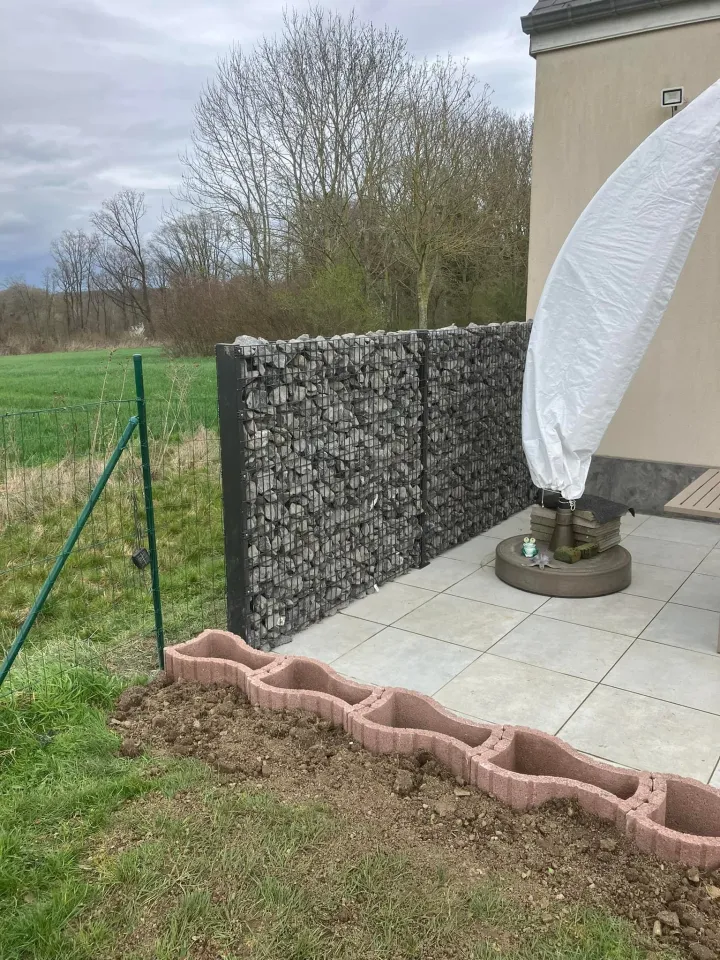 réalisation mur en gabions à Hannut par Green Concept